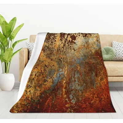 Rusty Metal Texture Blanket featuring weathered steel patterns