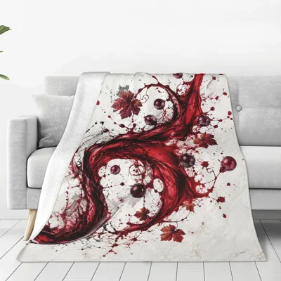 Red Ink Splatter Swirl Blanket: Wine Splash Art for Enthusiasts