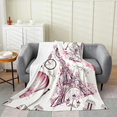 Pink Eiffel Tower Paris Blanket