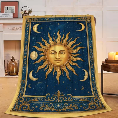 Golden Sun Blanket: Celestial Tapestry Design for Sky Lovers