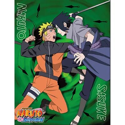 Anime Ninja Battle Duo Blanket: and Sasuke Clash