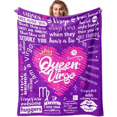 Queen Virgo Zodiac Heart Blanket featuring a crowned pink heart
