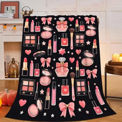 Makeup Pattern with Bows Blanket: A Beauty Lovers' Essential