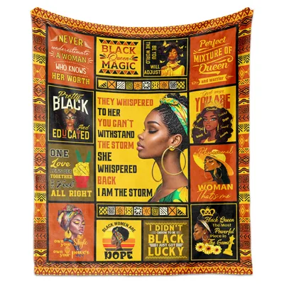 Black Queen Empowerment Quotes Blanket Celebrating Strength and Magic