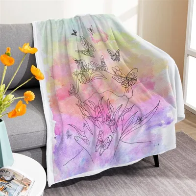 Abstract Woman with Butterfly Blanket