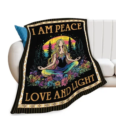 I Am Peace Love Blanket: Retro Meditating Figure Design