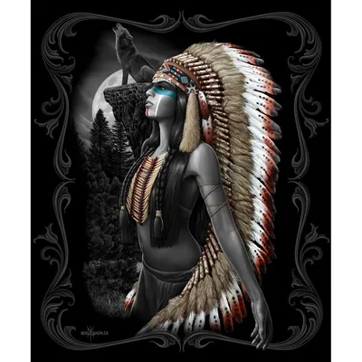 Feathered Headdress Portrait Blanket: Artistic Native American Design