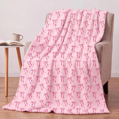 Pink Bows Pattern Blanket No. 2: A Soft Pink Ribbon Print