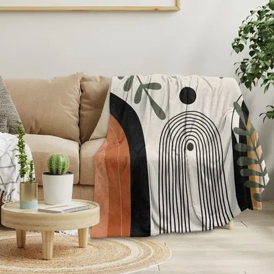 Abstract Rainbow Arch Pattern Blanket: Boho Geometric Sun Design