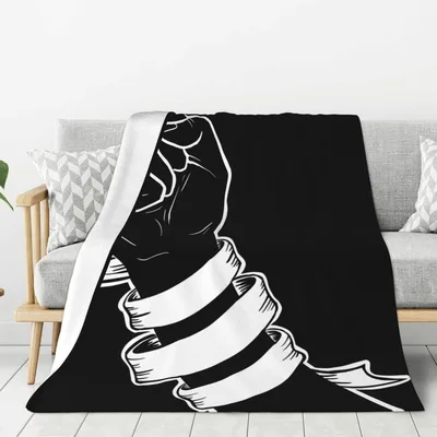 Black and White Hand Blanket: Bold Art Print for Modern Spaces
