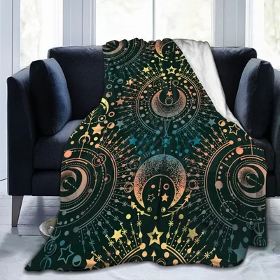Golden Mandala Moon Blanket: Celestial Art for Night Sky Lovers