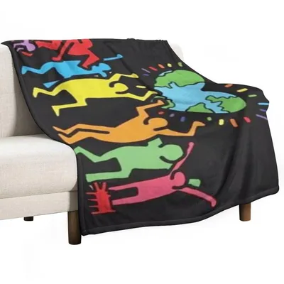 Dancing Abstract Art Figures Blanket featuring neon silhouettes
