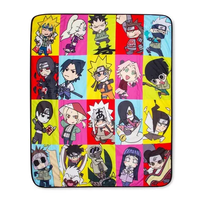 Anime Ninja Characters Collage Blanket for Chibi Fans