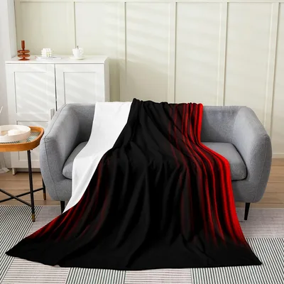 Black Red Ombre Geometric Blanket for Modern Interior Design
