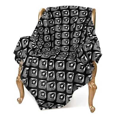 Black Moroccan Lotus Tile Blanket