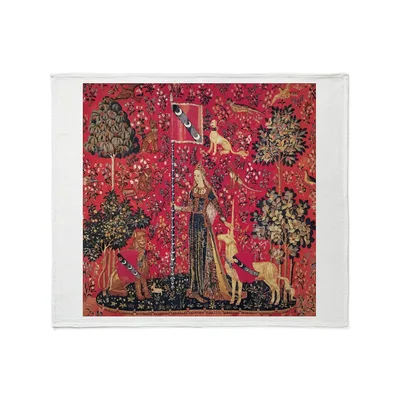 Lady and Unicorn Tapestry Blanket: Medieval Art Print for Home Decor
