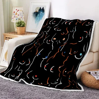 Abstract Black Swirl Line Blanket