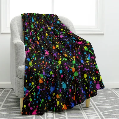Colorful Ink Splash Pattern Blanket: Vibrant Artistic Design