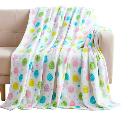 Colorful Easter Eggs Pattern Blanket for Spring Decor and Cozy Naps