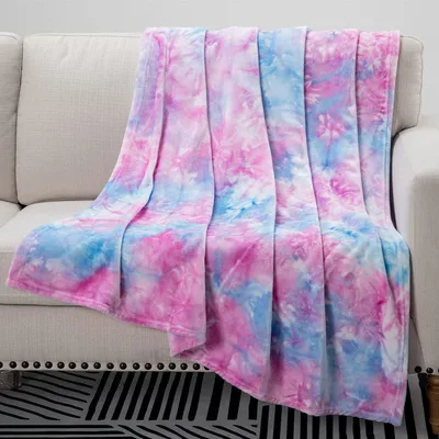 Pastel Purple Tie Dye Blanket: Soft Swirls of Pink and Blue