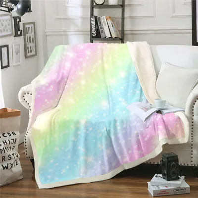 Pastel Rainbow Watercolor Pattern Blanket for Cozy Bedrooms