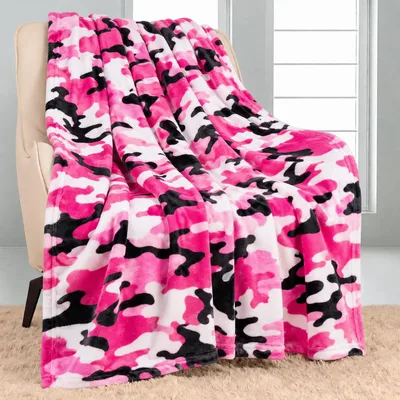Pink Camouflage Pattern Blanket featuring bold hot pink