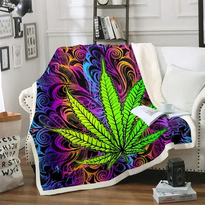 Psychedelic Green Leaf Swirl Blanket for Boho Lovers
