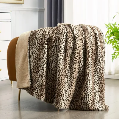 Brown Cheetah Print Faux Blanket for Wild Style Lovers