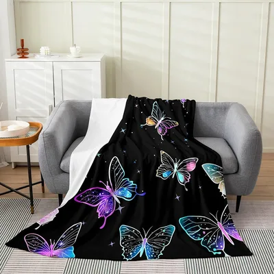 Butterflies on Black Blanket: Glowing Insect Art for Dark Aesthetics
