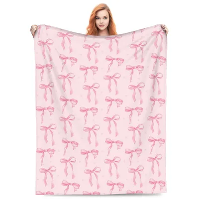 Pink Ribbon Bow Pattern Blanket No. 2