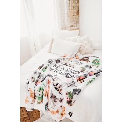 Pastel Print with Script Blanket Celebrating Life with a Dog