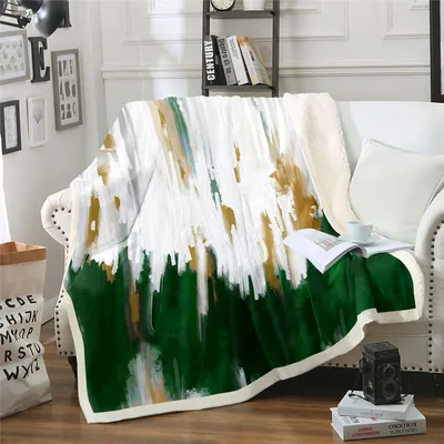 Green Watercolor Brush Stripes Blanket: Abstract Art Design
