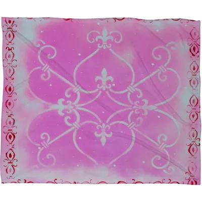 Pink Ornamental Fleur De Blanket with ornate scrollwork design