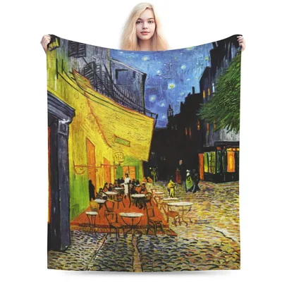 Cafe Terrace at Night Blanket: Van Gogh Street Scene Throw