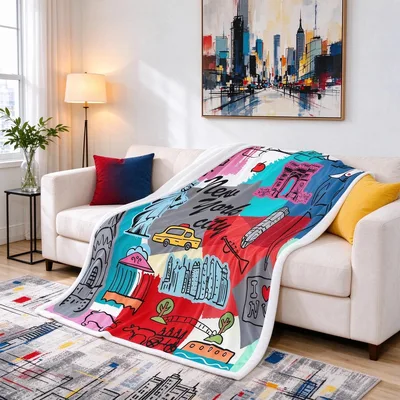 New York City Skyline Art Blanket Celebrating Iconic Landmarks