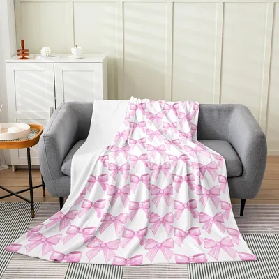 Pink Bowknot Pattern Blanket No. 2 for Dreamy Princess Style Decor