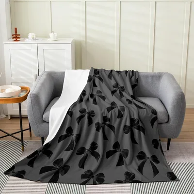 Black Bow Pattern Blanket: Dark Ribbon Print for Stylish Cozy Spaces