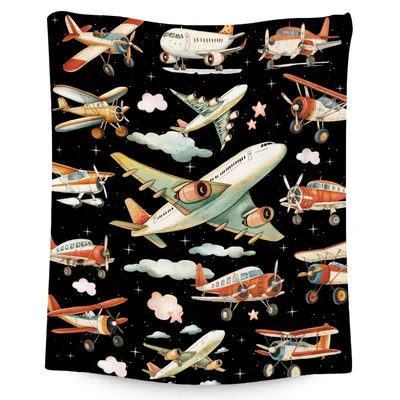 Vintage Airplanes Pattern Blanket: Retro Aircraft Art for Sky Lovers