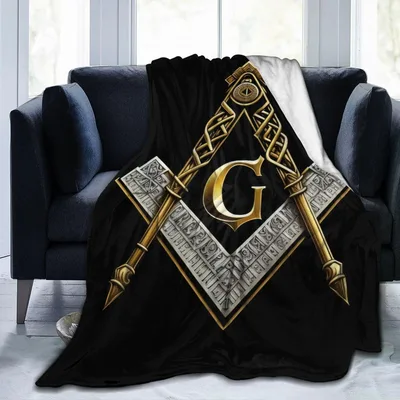 Masonic Square and Compass Blanket with Golden G Emblem