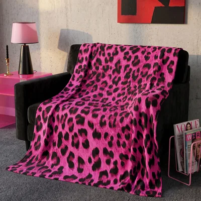 Hot Pink Leopard Print Blanket No. 2 Bold Animal Pattern