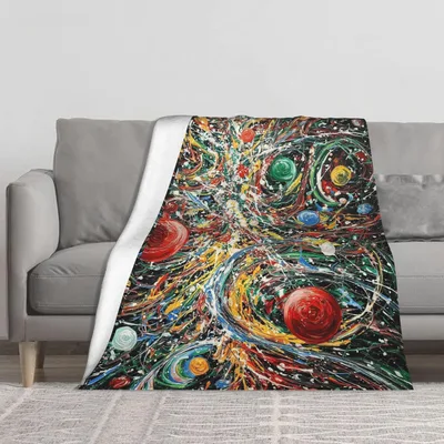 Colorful Abstract Swirl Art Blanket for Creative Spaces