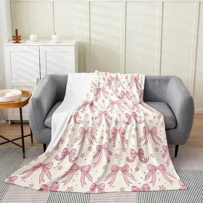 Pink Bow Pattern Blanket No. 10: A Playful Ribbon Design