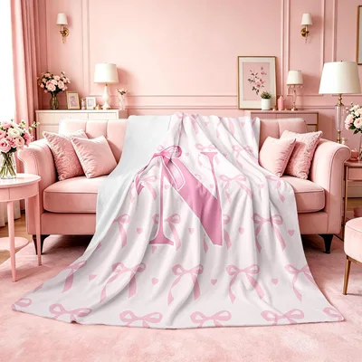 Pink Bow Pattern Blanket No. 11: A Monogrammed Ribbon Design