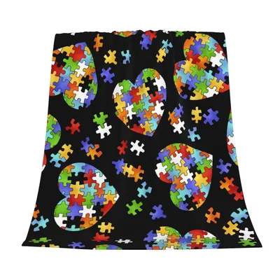 Autism Awareness Puzzle Heart Blanket: Colorful Support Design