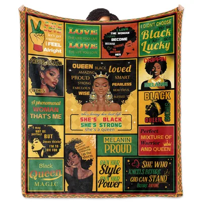 Black Girl Magic Quotes Blanket Celebrating Strength and Melanin
