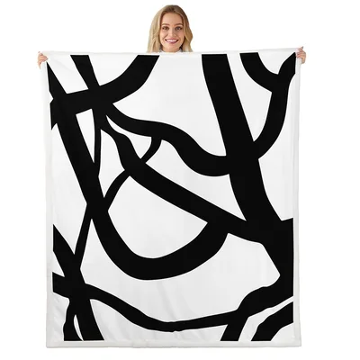 Black White Abstract Lines Blanket: Bold Geometric Art