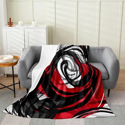 Red Black Swirl Abstract Blanket No. 2 for Modern Art Lovers