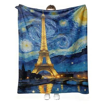 Eiffel Tower Starry Night Painting Blanket: Artistic Parisian Nights