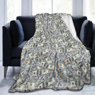 US Dollar Bills Pattern Blanket: