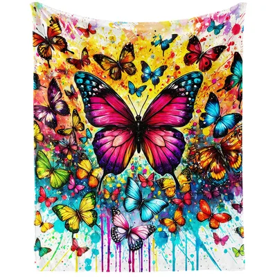 Colorful Butterflies Watercolor Art Blanket for Nature Lovers
